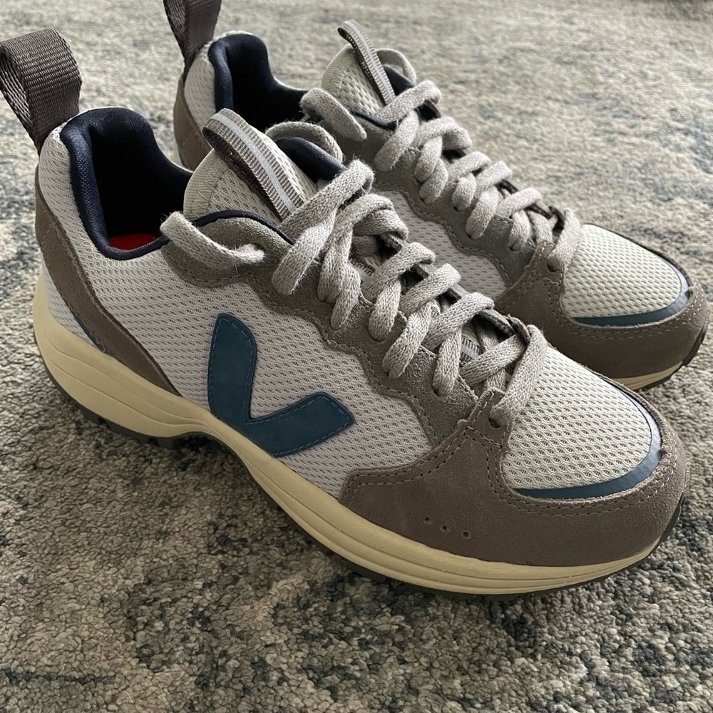 Brand new. Never worn Veja sneakers. Gray & Blue. Size 37/6